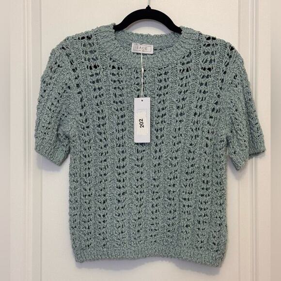 Sage Tops - Sage Textured Knit Top in Soft Green